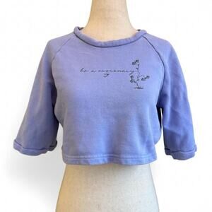 Gymshark Women’s Graphic Cropped 3/4 Top Sweatshirt Size S Visionary Purple